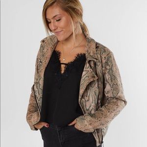 Willow & Root Snakeskin Faux Suede Moto jacket, L
